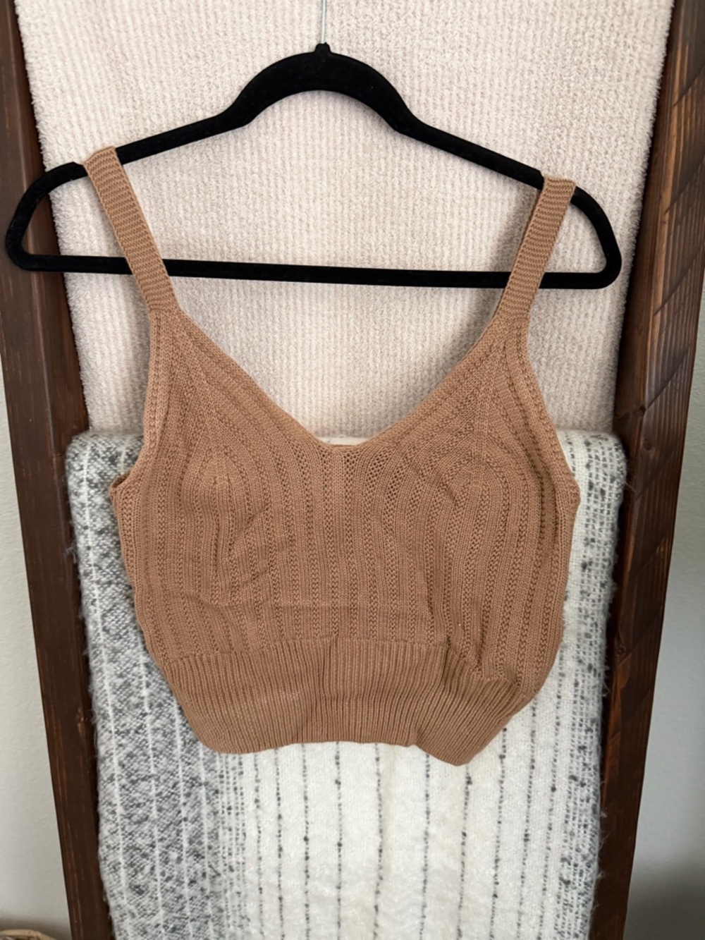 Women’s Knit Tank Crop Top in Camel